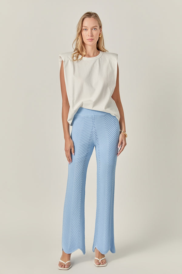 english factory Crochet Knit Pants GREEN