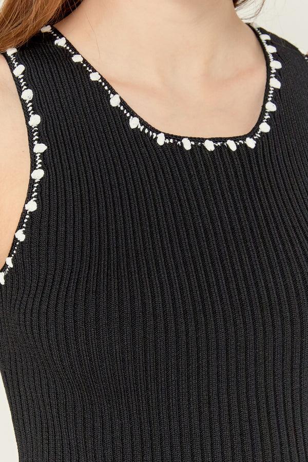 English Factory Crochet Sleeveless Top BLACK/WHITE