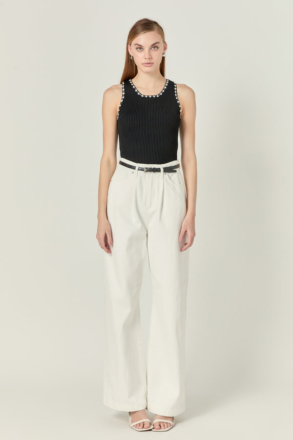 english factory Crochet Sleeveless Top BLACK/WHITE