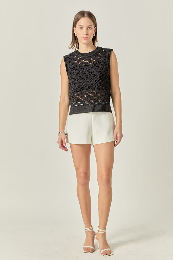 english factory Crochet Vest Top BLACK