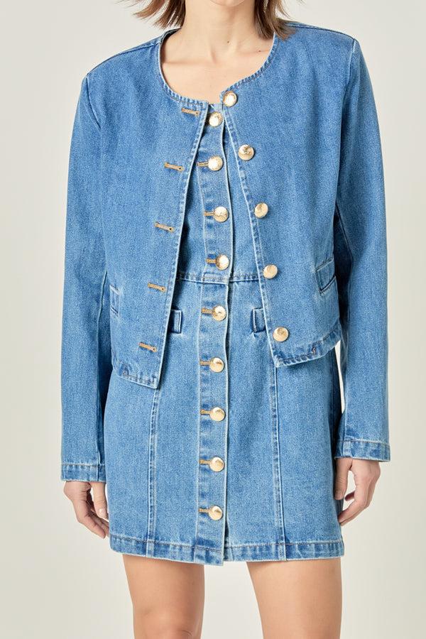 English Factory Cropped Denim Jacket DARK DENIM