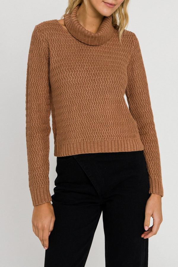 English Factory Cut-Out Neck Sweater CAFFE