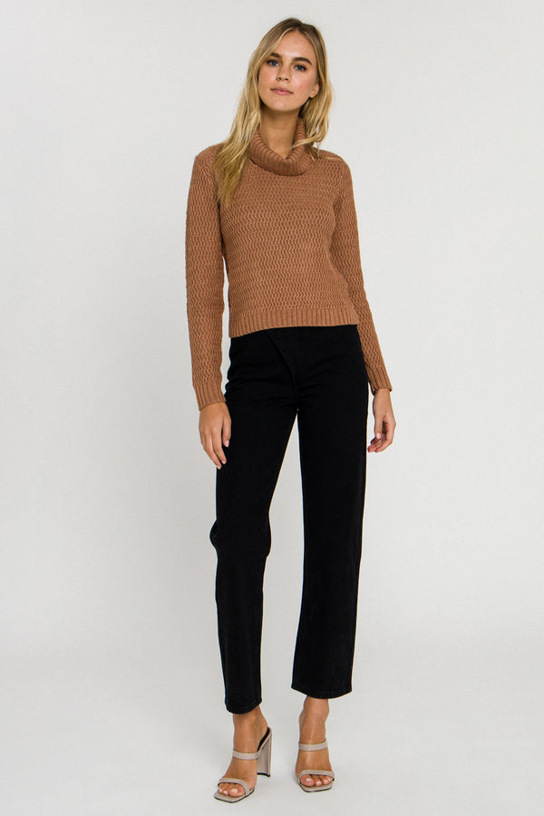 english factory Cut-Out Neck Sweater CAFFE