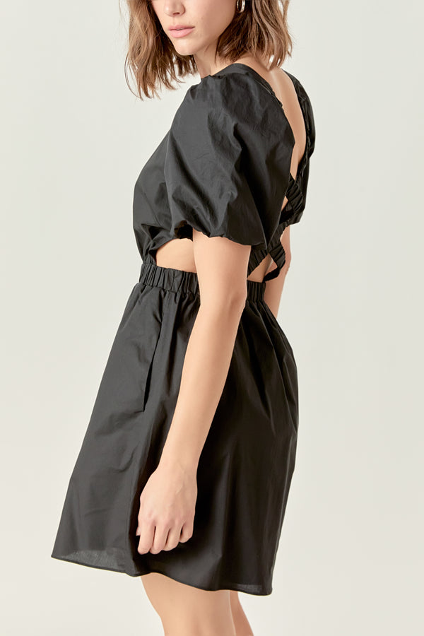 English Factory Cut-Out Poplin Mini Dress BLACK