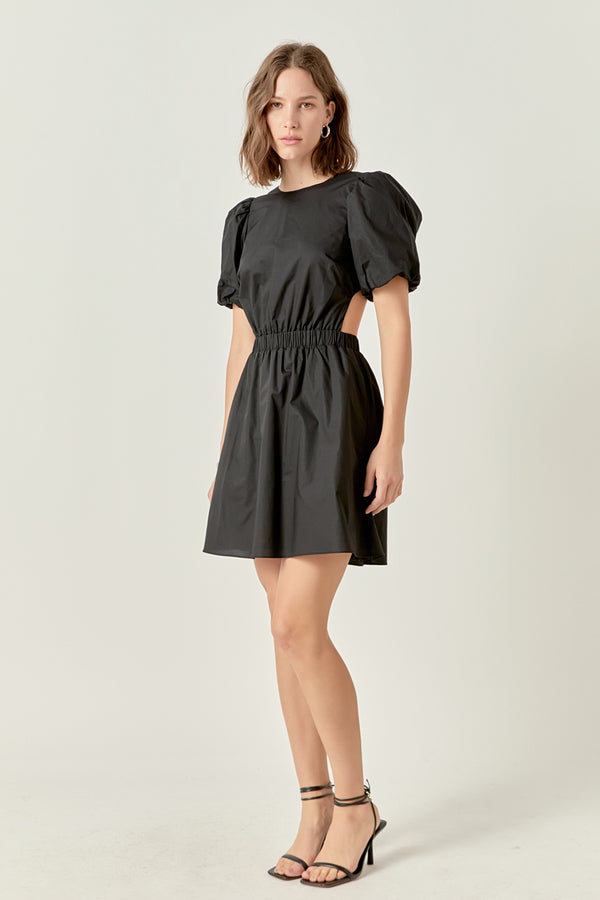 English Factory Cut-Out Poplin Mini Dress BLACK
