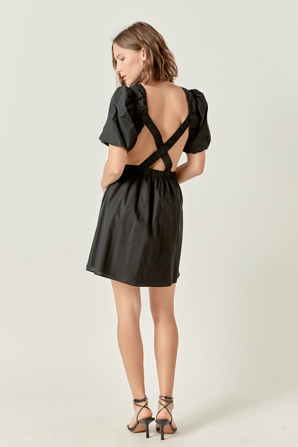 English Factory Cut-Out Poplin Mini Dress BLACK