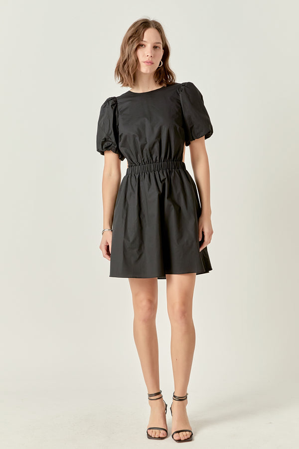 english factory Cut-Out Poplin Mini Dress BLACK