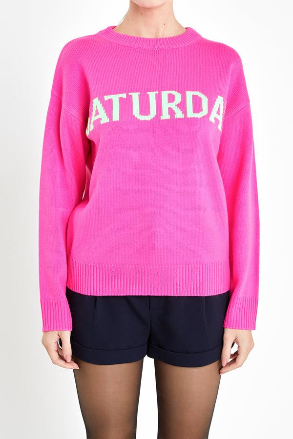 English Factory Days Of The Week Sweater NEON PINK