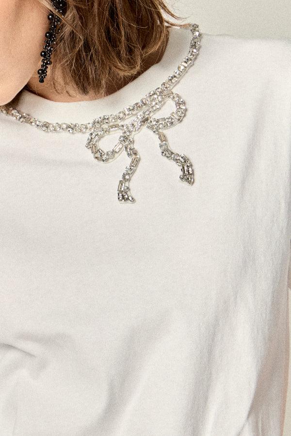 English Factory Dazzle Bow Tee WHITE