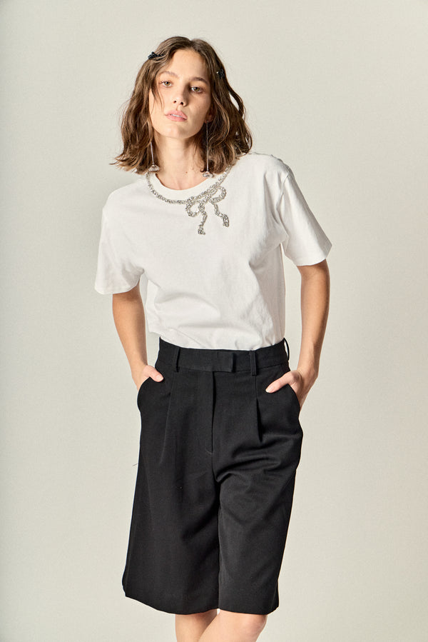 english factory Dazzle Bow Tee WHITE