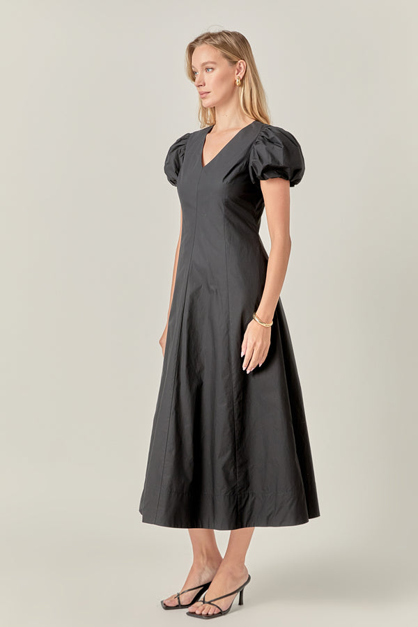 English Factory Deep V Neck Midi Dress BLACK