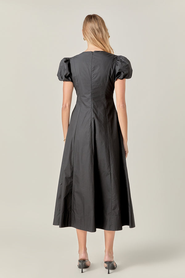 English Factory Deep V Neck Midi Dress BLACK