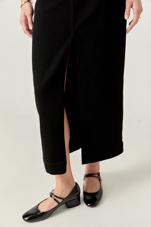 English Factory Denim Maxi Skirt BLACK DENIM