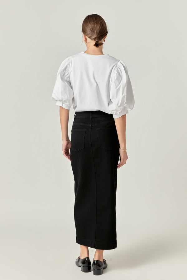 English Factory Denim Maxi Skirt BLACK DENIM