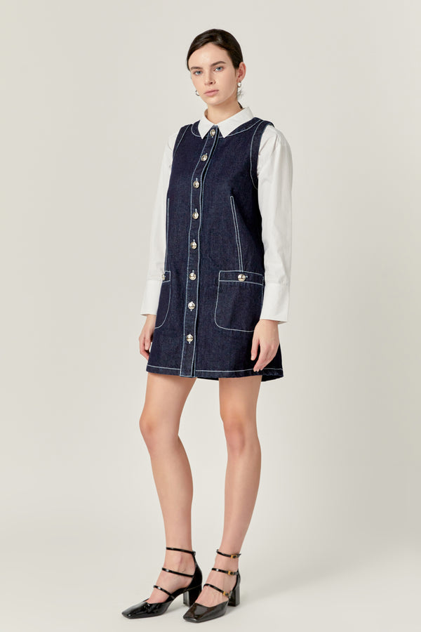 English Factory Denim Mini Dress NAVY DENIM
