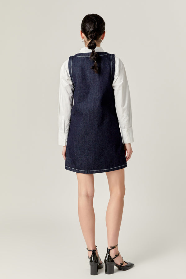 English Factory Denim Mini Dress NAVY DENIM