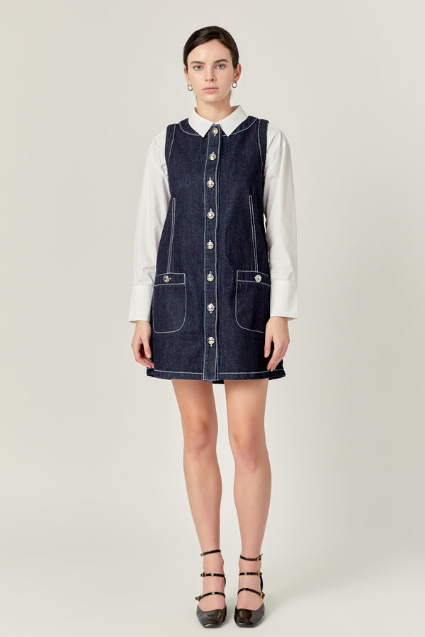 english factory Denim Mini Dress NAVY DENIM