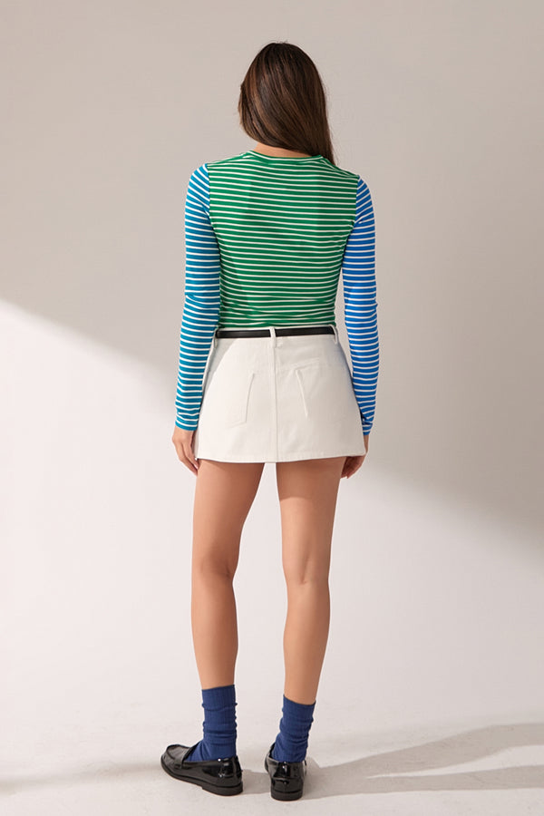 English Factory Denim Tuck Skort WHITE