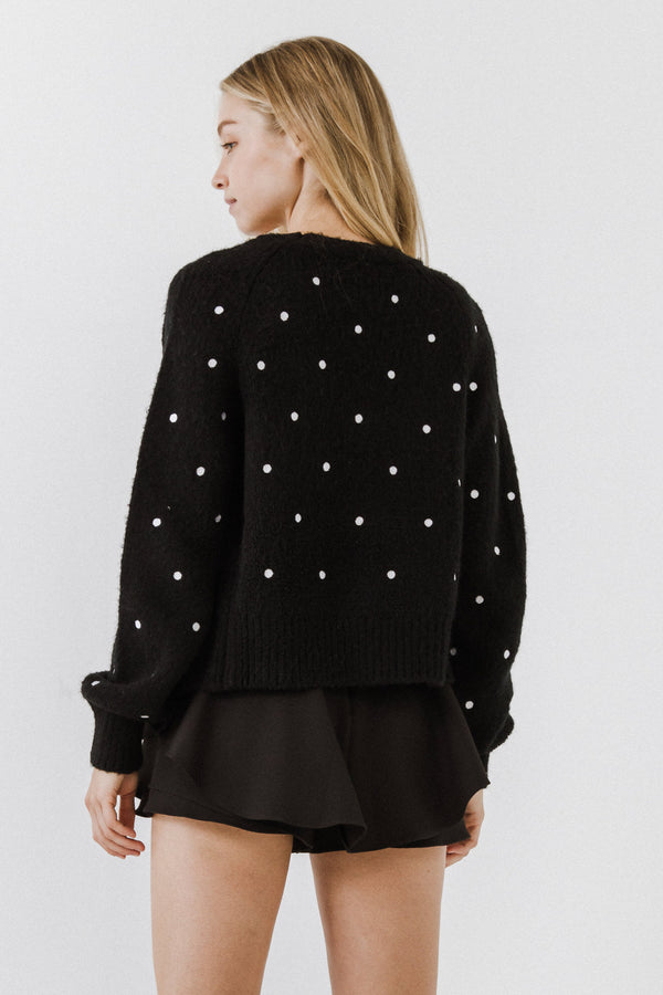 English Factory Dot Embroidered Cardigan BLACK