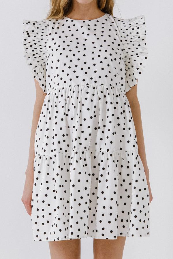English Factory Dot Print Mini Dress WHITE