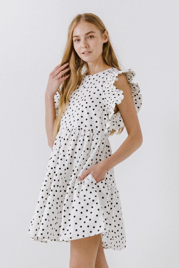 English Factory Dot Print Mini Dress WHITE