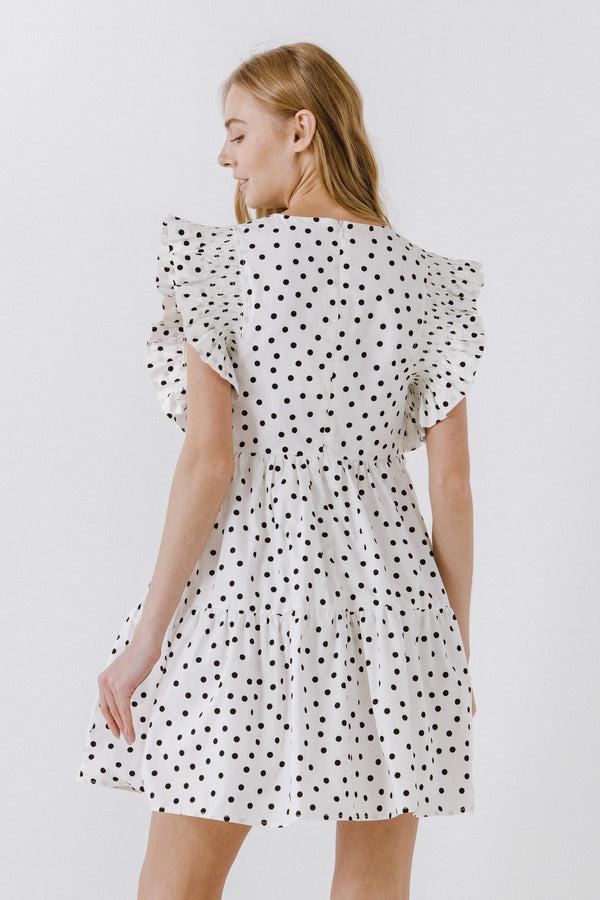 English Factory Dot Print Mini Dress WHITE