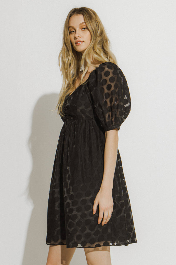 English Factory Dotted Mini Dress BLACK