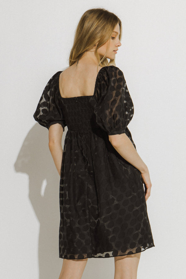 English Factory Dotted Mini Dress BLACK