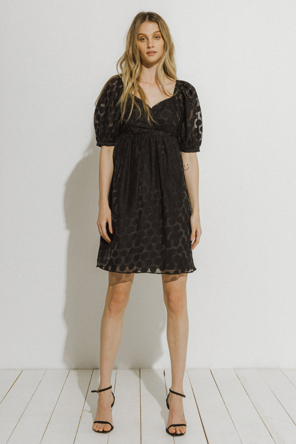 english factory Dotted Mini Dress BLACK