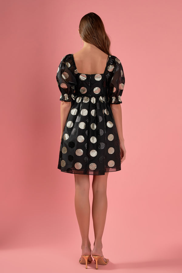 English Factory Dotted Organza Mini Dress BLACK