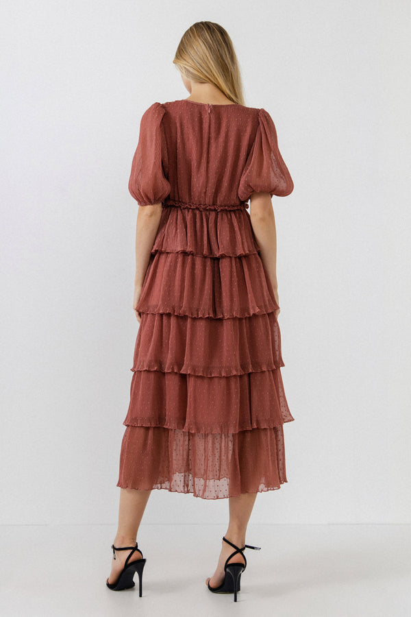 English Factory Dotted Tiered Dress MAUVE