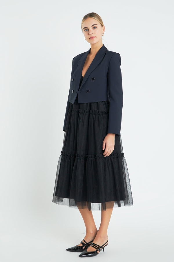 English Factory Double Breasted Button Blazer NAVY