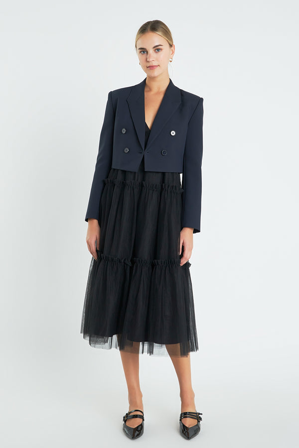 english factory Double Breasted Button Blazer NAVY