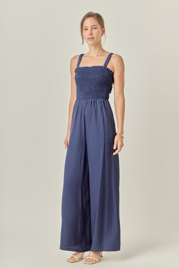 English Factory Elastic Strap Detail Jumpsuit NAVY