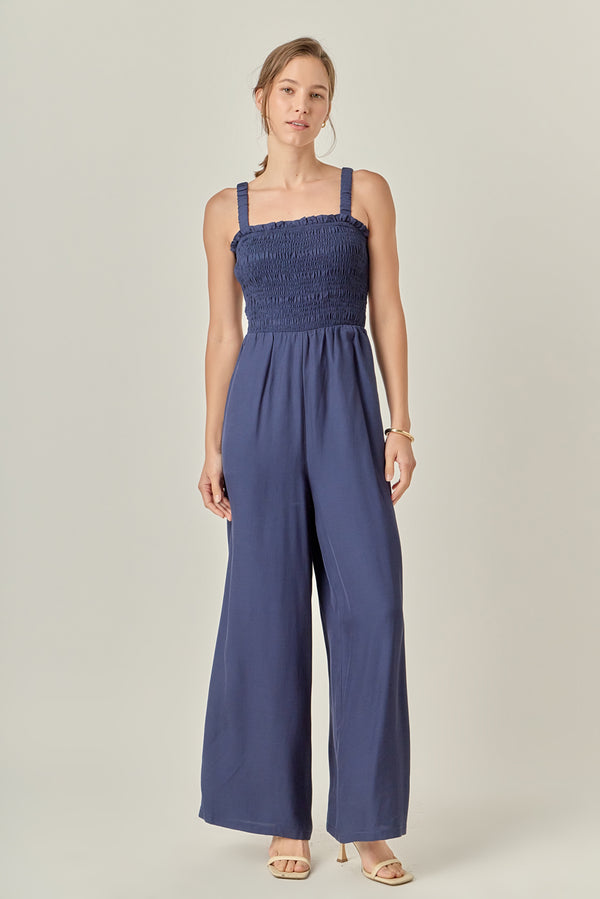 english factory Elastic Strap Detail Jumpsuit NAVY