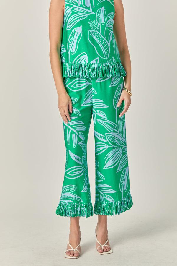 English Factory Elodie Fringe Hem Pants GREEN