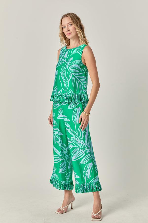 english factory Elodie Fringe Hem Pants GREEN