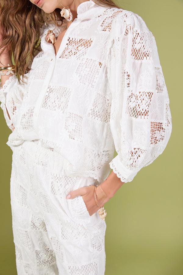 English Factory Eloise Embroidered Blouse WHITE