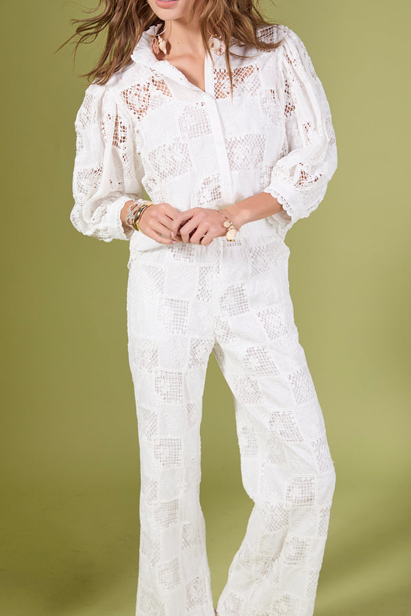 English Factory Eloise Embroidered Pants WHITE