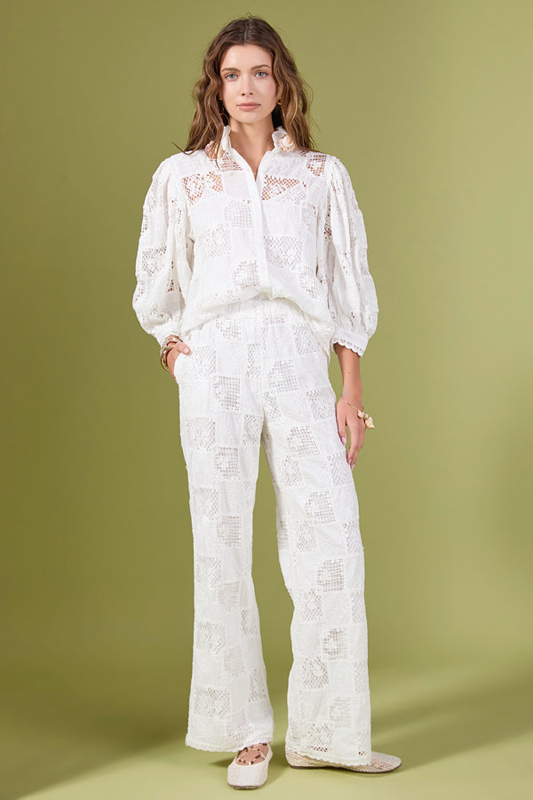 English Factory Eloise Embroidered Pants WHITE