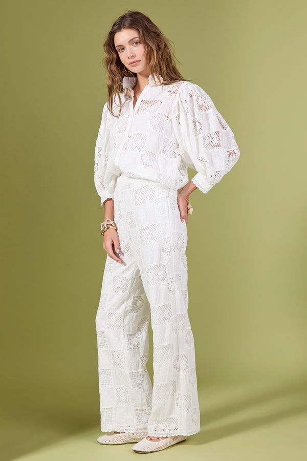 english factory Eloise Embroidered Pants WHITE