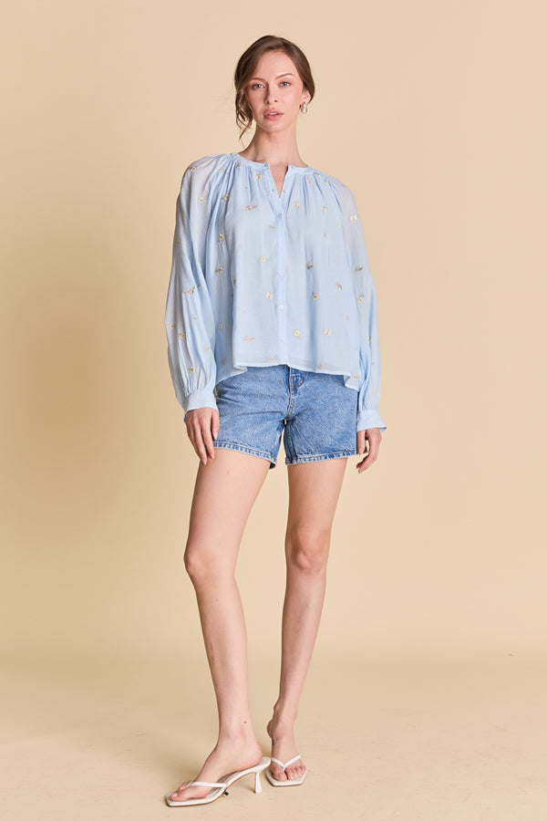 english factory Embroidered Blouse POWDER BLUE