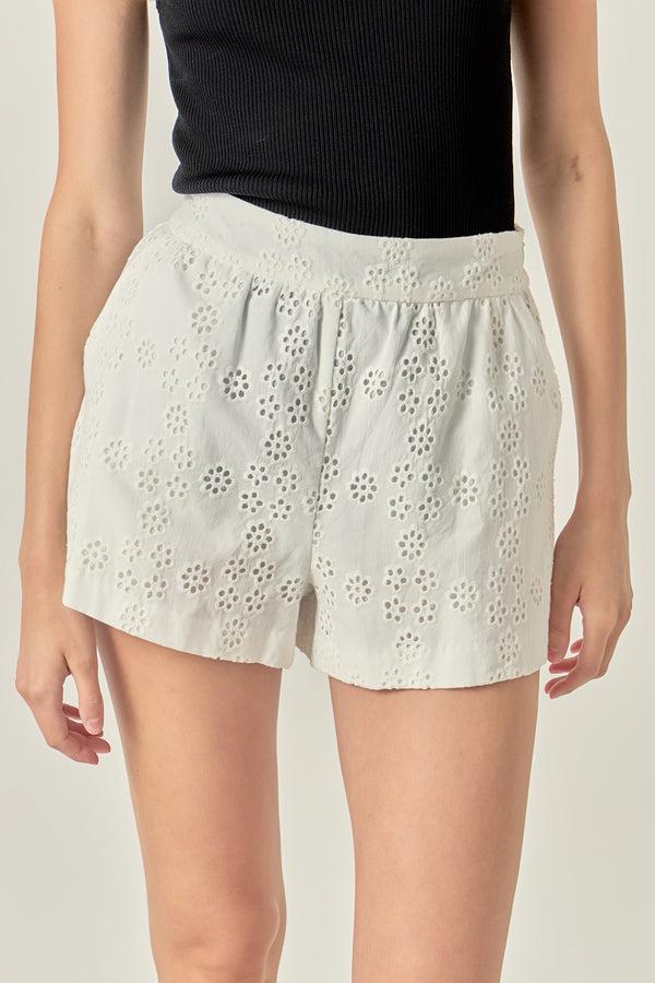 English Factory Embroidered Cotton Shorts WHITE