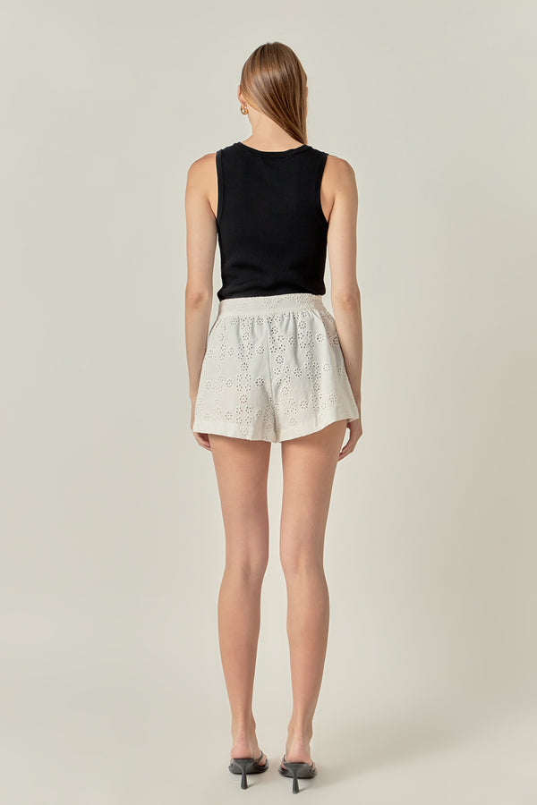 English Factory Embroidered Cotton Shorts WHITE