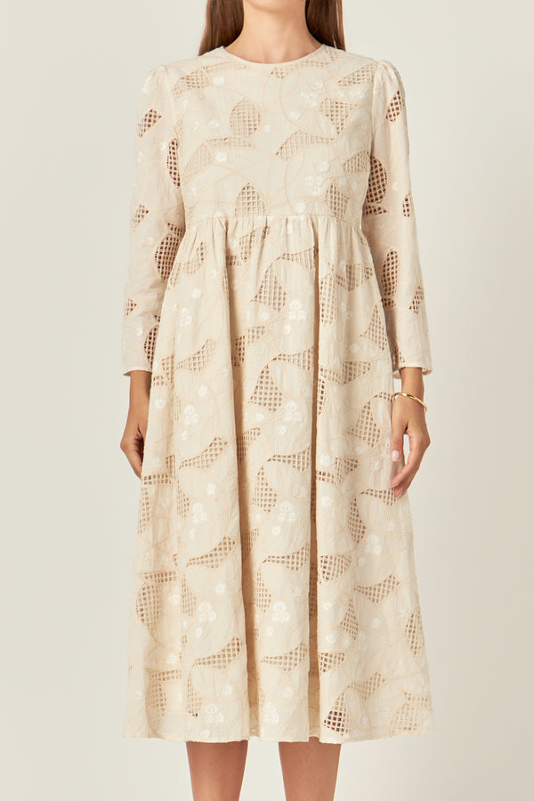 English Factory Embroidered Lace Midi Dress IVORY