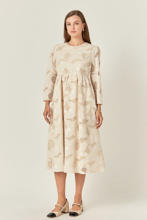 English Factory Embroidered Lace Midi Dress IVORY
