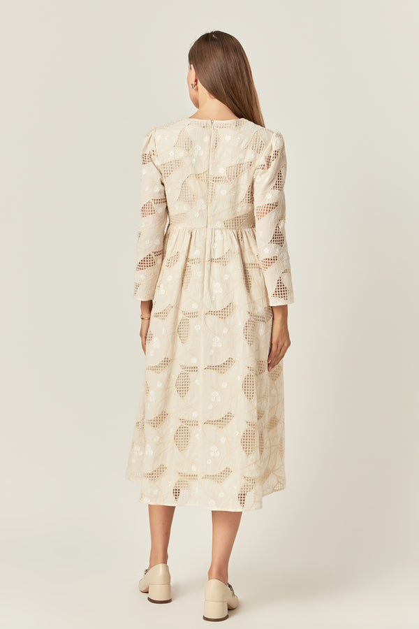 English Factory Embroidered Lace Midi Dress IVORY
