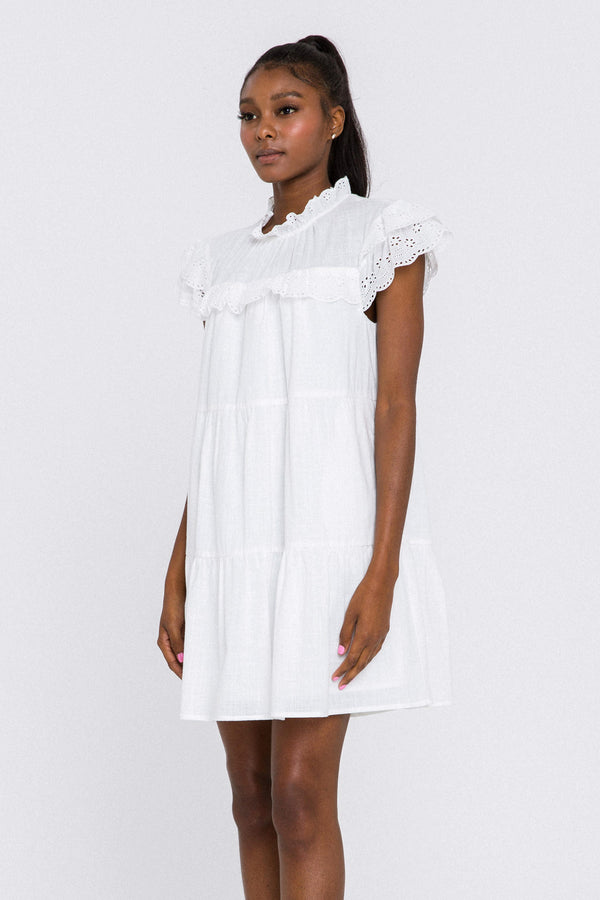 English Factory Eyelet Babydoll Dress WHITE