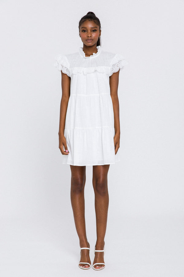 english factory Eyelet Babydoll Dress WHITE