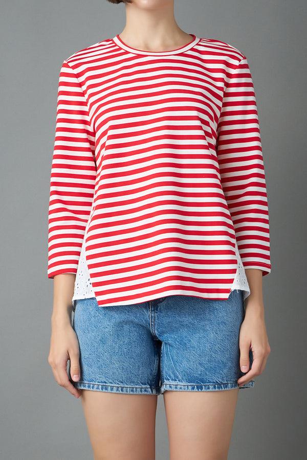 English Factory Eyelet Combo Striped Top RED